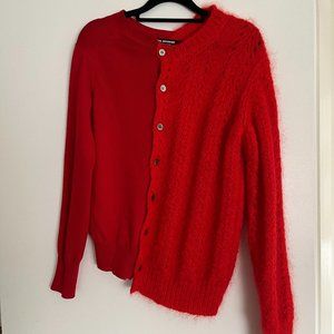 *SOLD* Comme des Garcons × Junya Watanabe Split Red Mohair Knit Cardigan